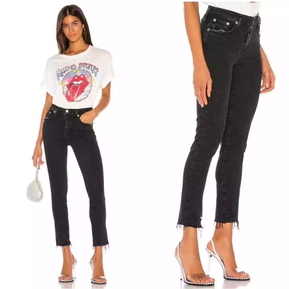 AGOLDE Toni Feral Jeans Straight Leg Black Gray Size 29